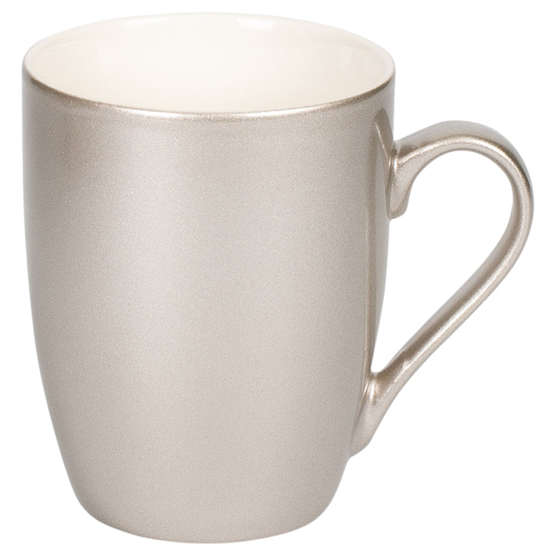 Silver Tone Metallic Finish 10 Oz. New Bone China Coffee Cup Mug Set of 4