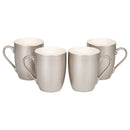 Silver Tone Metallic Finish 10 Oz. New Bone China Coffee Cup Mug Set of 4