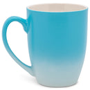 Blue White Two Toned Ombre Matte 10 ounce Ceramic Stoneware Coffee Cup Mugs Set of 4