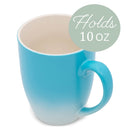 Blue White Two Toned Ombre Matte 10 ounce Ceramic Stoneware Coffee Cup Mugs Set of 4