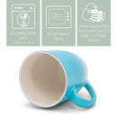 Blue White Two Toned Ombre Matte 10 ounce Ceramic Stoneware Coffee Cup Mugs Set of 4