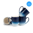Complete set of Blue White Two Toned Ombre Matte Coffee Mug Set 4