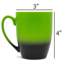 Green Black Two Toned Ombre Matte 10 ounce Ceramic Stoneware Coffee Cup Mugs Set of 4