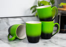 Green Black Two Toned Ombre Matte 10 ounce Ceramic Stoneware Coffee Cup Mugs Set of 4