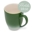 Green White Two Toned Ombre Matte 10 ounce Ceramic Stoneware Coffee Cup Mugs Set of 4