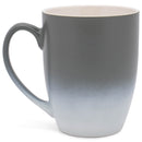 Grey White Two Toned Ombre Matte 10 ounce Ceramic Stoneware Coffee Cup Mugs Set of 4