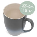 Grey White Two Toned Ombre Matte 10 ounce Ceramic Stoneware Coffee Cup Mugs Set of 4