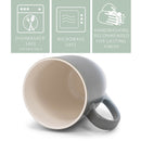 Grey White Two Toned Ombre Matte 10 ounce Ceramic Stoneware Coffee Cup Mugs Set of 4