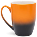 Orange Black Two Toned Ombre Matte 10 ounce Ceramic Stoneware Coffee Cup Mugs Set of 4