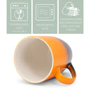Orange Black Two Toned Ombre Matte 10 ounce Ceramic Stoneware Coffee Cup Mugs Set of 4
