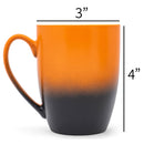 Orange Black Two Toned Ombre Matte 10 ounce Ceramic Stoneware Coffee Cup Mugs Set of 4