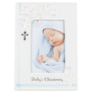 DEMDACO Blue Babys Christening 9.75 x 9.5 Porcelain Picture Frame