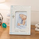 DEMDACO Blue Babys Christening 9.75 x 9.5 Porcelain Picture Frame