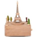 Cottage Garden Eiffel Tower Car Woodgrain 17 inch Beech Wind-Up Musical Figurine