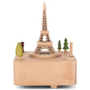 Cottage Garden Eiffel Tower Car Woodgrain 17 inch Beech Wind-Up Musical Figurine