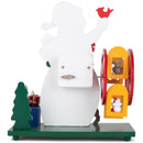 Cottage Garden Snowman White 9 inch Wood Musical Holiday Figurine Plays We Wish You A Merry Christmas