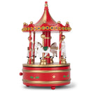 Cottage Garden Rotating Carousel Gold Tone 9 inch Wood Musical Christmas Figurine Plays Jingle Bells