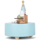 Cottage Garden Rainbow Castle Cat Blue 5 inch Natural Wood Music Box Plays Tune Brahm's Lullaby