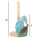 Elanze Designs Turtle Ocean Wave 12 inch Resin and Wood Paper Towel Holder