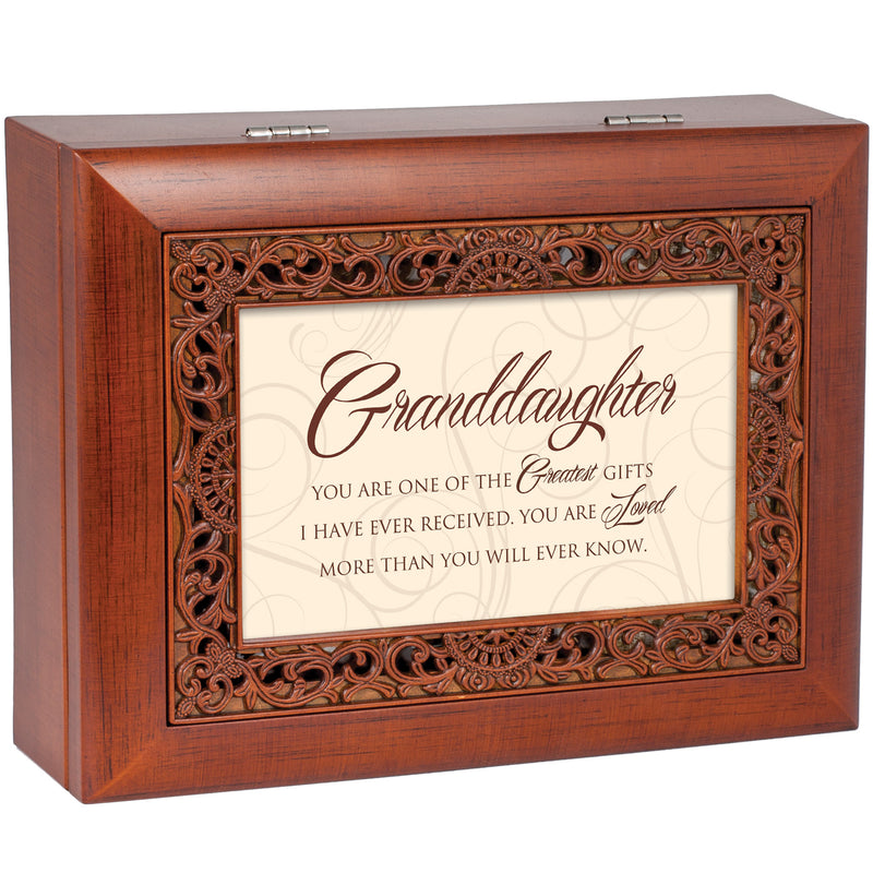 Granddaughter Greatest Gifts Ever Woodgrain Inlay Jewelry Music Box Plays You Light Up My Life