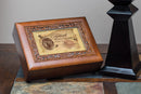 50th Anniversary Woodgrain Inlay Jewelry Music Box Plays Light Up My Life