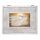 Top down view of Footprints In the Sand Whitewashed Old World Music Box