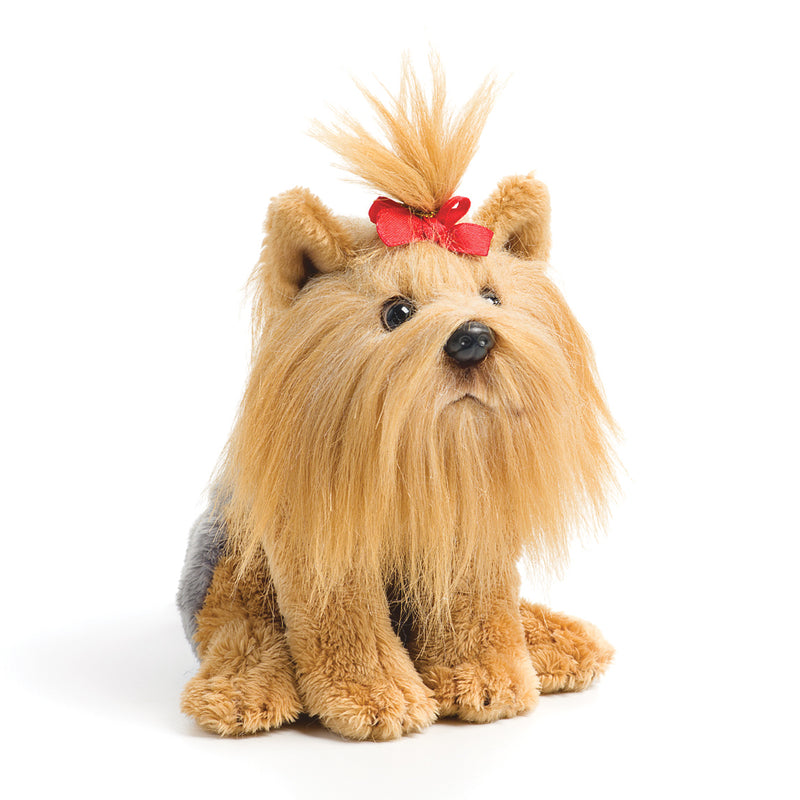 DEMDACO Red Bow Yorkshire Terrier Children's Plush Beanbag Stuffed Animal Toy
