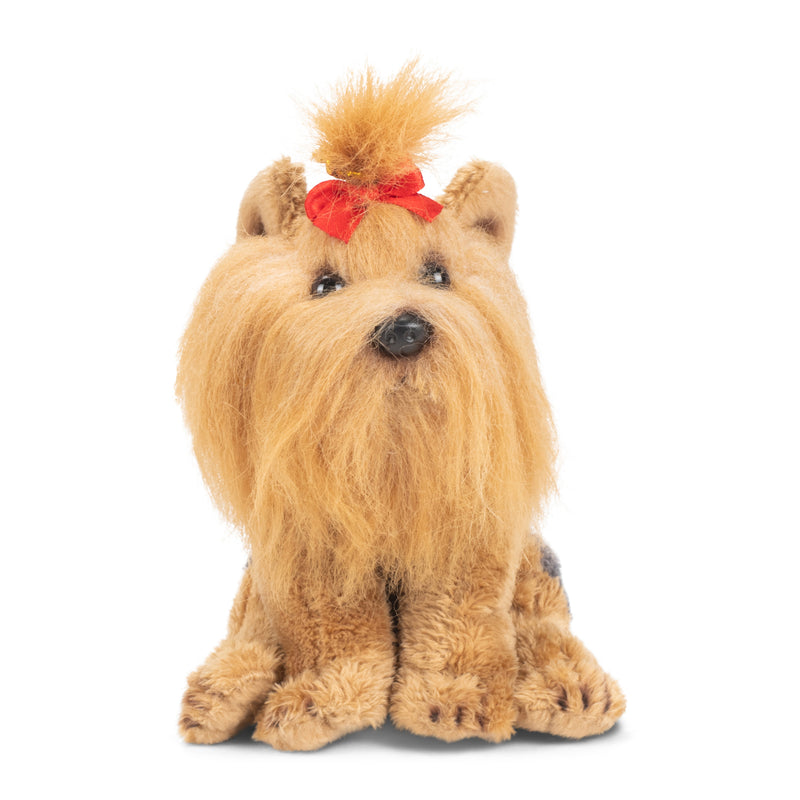 DEMDACO Red Bow Yorkshire Terrier Childrens Plush Beanbag Stuffed Animal Toy