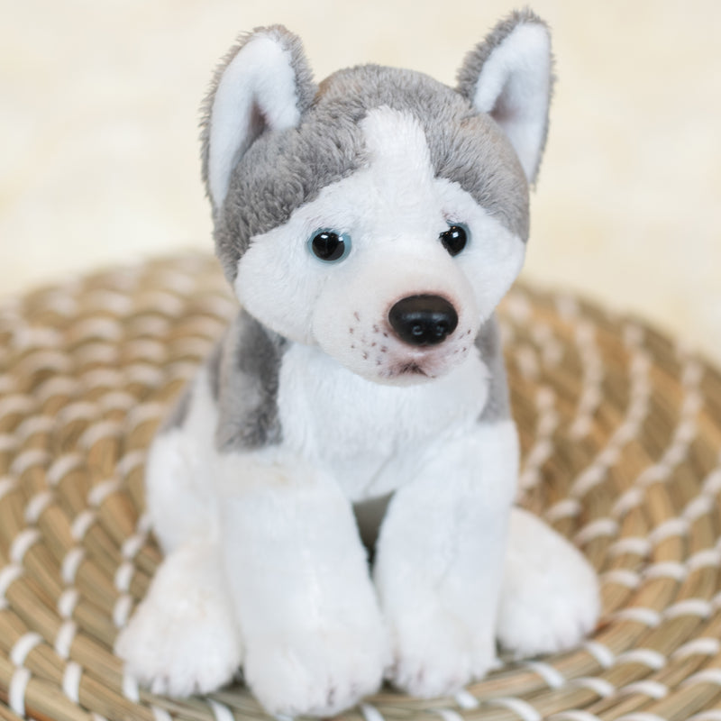 DEMDACO Siberian Husky Childrens Plush Beanbag Stuffed Animal Toy 5.5 Inch, Silver