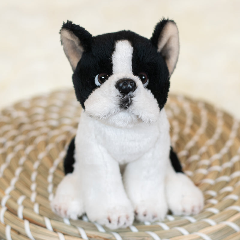 DEMDACO Boston Terrier Beanbag Black and White Childrens Plush Stuffed Animal Toy