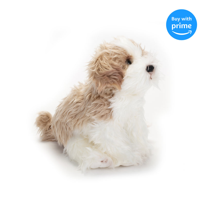 DEMDACO Small Maltipoo Dog Curly Light Brown White Children's Plush Stuffed Animal Toy