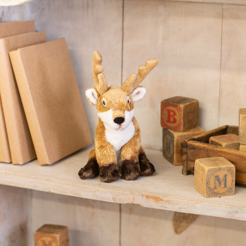 DEMDACO Little Brown Buck Deer Childrens Plush Beanbag Stuffed Animal Toy