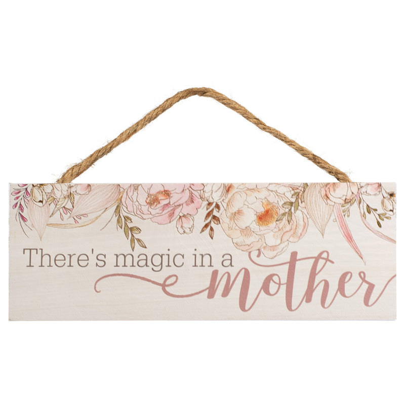P. Graham Dunn Magic in A Mother Floral Pink 10 x 4 Pine Wood Mothers Day Hanging Sign Plaque