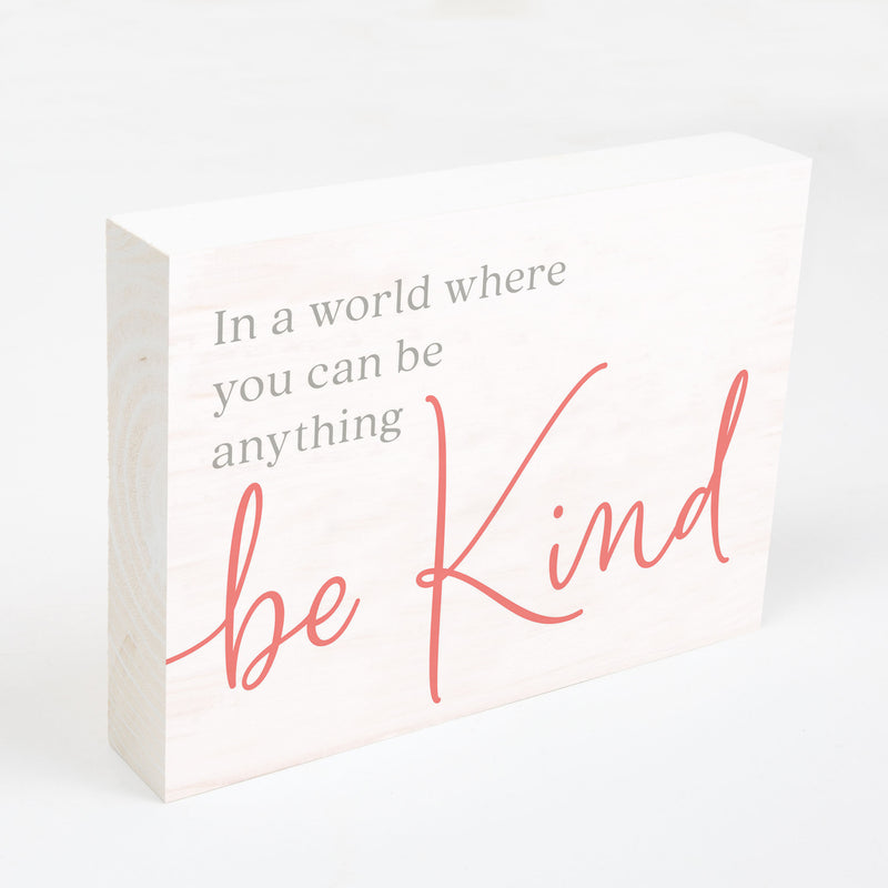 P. Graham Dunn Be Kind Coral Pink 7.3 x 5.5 Pine Wood Decorative Word Block Sign