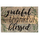 P. Graham Dunn Grateful, Thankful, Blessed Black Lettering with Greenery 5 x 7 Small Wood Plank Design Plaque Sign