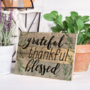 P. Graham Dunn Grateful, Thankful, Blessed Black Lettering with Greenery 5 x 7 Small Wood Plank Design Plaque Sign