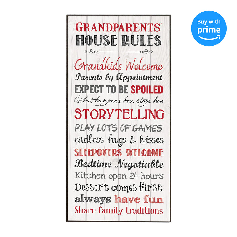 P. Graham Dunn Grandparents House Rules Inspirational Wooden Decorative Wall Art Plaque