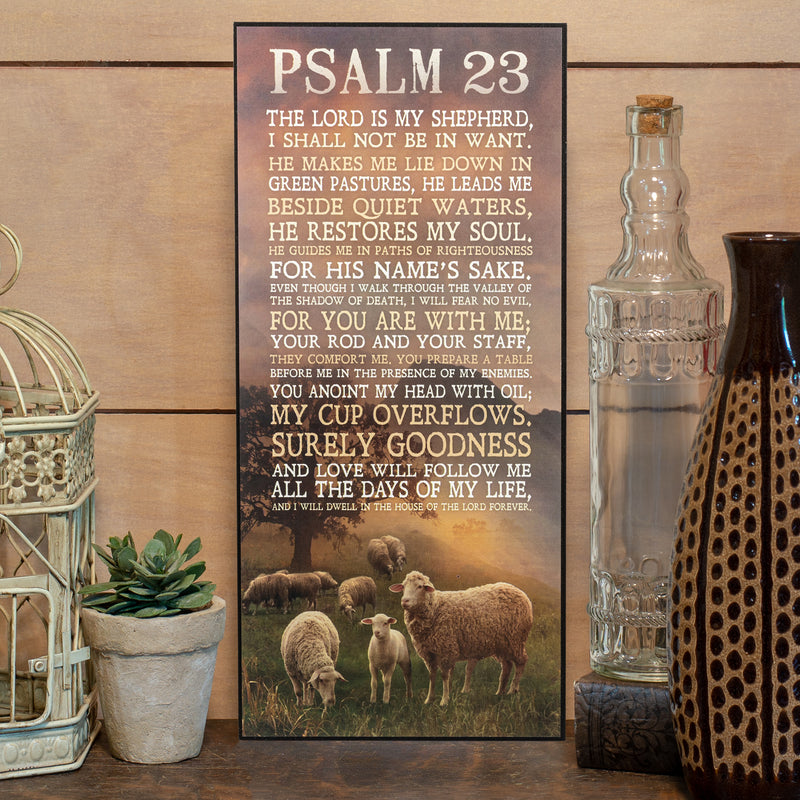 P. Graham Dunn Psalm 23 The Lord is My Shepherd Sheep Grazing 16 x 8 Wood Wall Art Sign Plaque