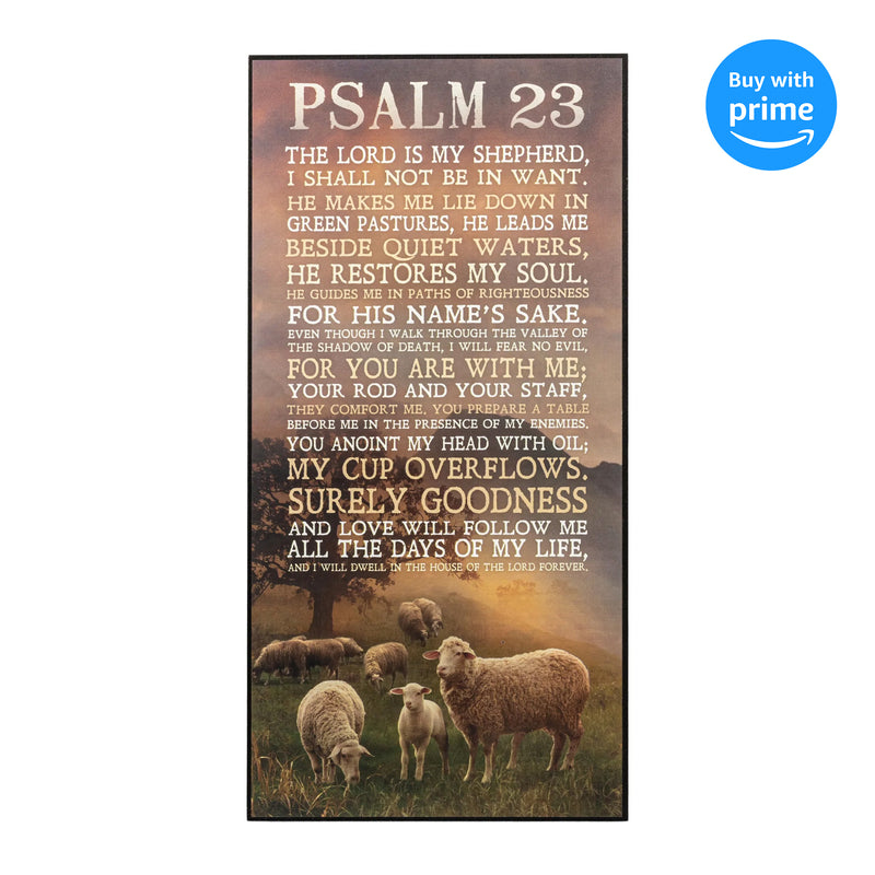 P. Graham Dunn Psalm 23 The Lord is My Shepherd Sheep Grazing 16 x 8 Wood Wall Art Sign Plaque