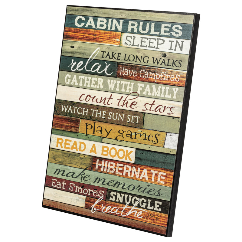 P. Graham Dunn Cabin Rules Colorful Distressed Wood 16 x 12 Wood Wall Art Sign Plaque