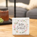 P. Graham Dunn You are So Loved Floral Wreath Whitewash 5.5 x 5.5 Solid Wood Barnhouse Block Sign
