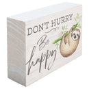 P. Graham Dunn Dont Hurry Be Happy Cream 5 x 3.5 Pine Wood Decorative Tabletop Word Block Plaque