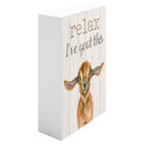 P. Graham Dunn Relax Ive Goat This Cream 5 x 3.5 Pine Wood Decorative Tabletop Word Block Plaque