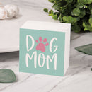 P. Graham Dunn Dog Mom Pawprint Cornflower Blue 3 x 3 Pine Wood Tabletop Plank Block Sign