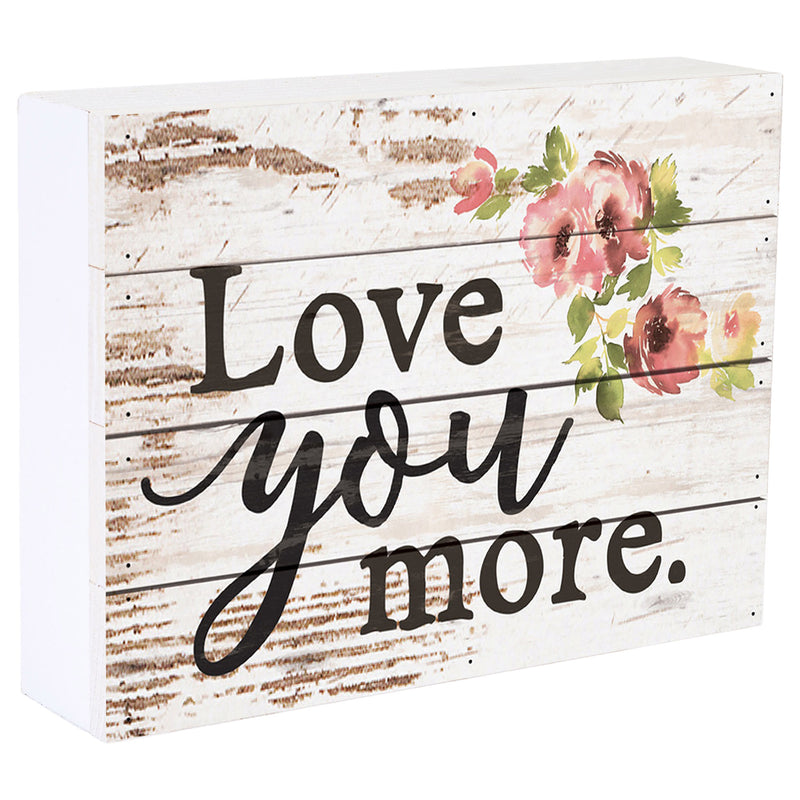 P. Graham Dunn Love You More Watercolor Floral Whitewash 8 x 6 Solid Wood Boxed Pallet Plaque Sign