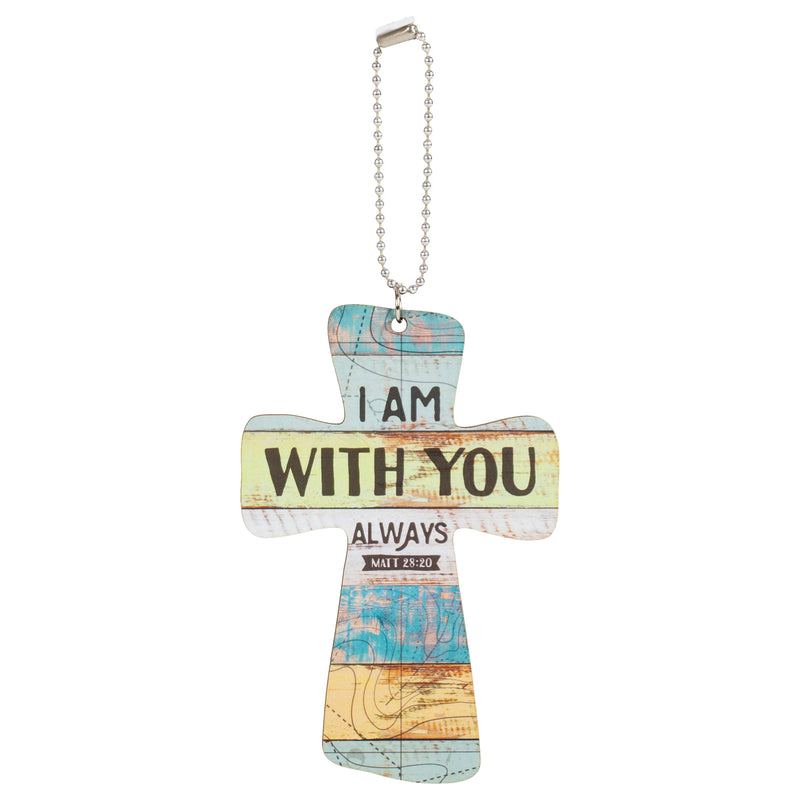 P. Graham Dunn I Am with You Always Map Multicolor Vintage Wood Look Wood Car Charm
