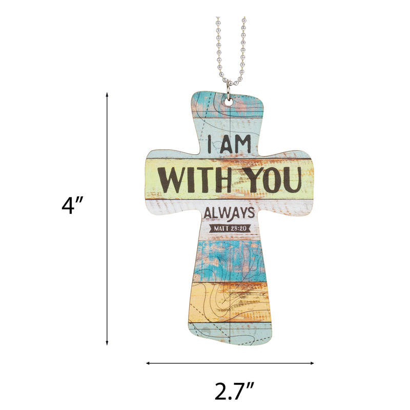 P. Graham Dunn I Am with You Always Map Multicolor Vintage Wood Look Wood Car Charm