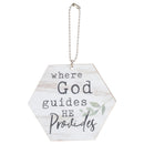 P. Graham Dunn Where God Guides Cream 4 x 3 Wood Decorative Hanging Car Charm Ornament