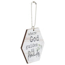 P. Graham Dunn Where God Guides Cream 4 x 3 Wood Decorative Hanging Car Charm Ornament