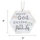 P. Graham Dunn Where God Guides Cream 4 x 3 Wood Decorative Hanging Car Charm Ornament